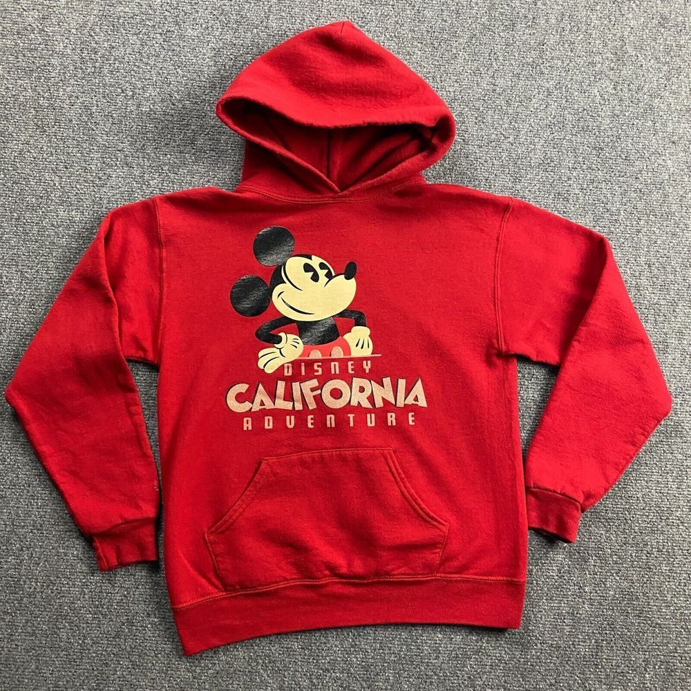 Vintage Disney Parks Hoodie Women's Small Red Pullover Cotton Blend S